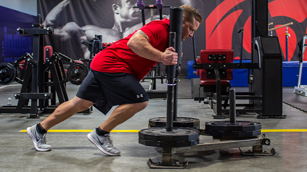 WATCH: Pete Prisco can push 540+ pounds on a weight sled 